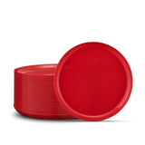 PLASTICPRO 30 Pack 6.3'' Christmass Plates Red Plastic Party Plates Edge Collection Premium heavyweight Elegant Disposable Table