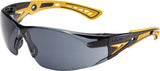 Bolle Safety Boll Safety 40244, Rush+ Safety Glasses Platinum, Yellow & Black Frame, Smoke Lenses