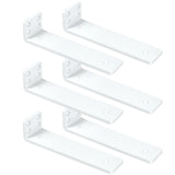 White Floating Shelf Brackets 6 inch, Heavy Duty Wall Shelf Brackets 6 Pack for Shelves Support, Hidden Metal L Brackets with Mo