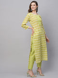 Anni Designer Women'S Cotton Blend Staright Printed Kurta With Pant (Karika Green-Nw_Xxl_Green_Xx-Large),Green,2XL,,,