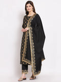 Anni Designer Women'S Straight Cotton Kurta With Palazzo & Dupatta (Kpzd-Cot-10001-Black_Xl_Black_X-Large),Black,XL,Cotton Blend,Straight,Dupatta, Palazzo