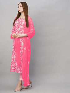 Gosriki Women'S Cotton Blend Straight Printed Kurta With Pant & Dupatta (Mei Pink-Gs_5Xl_Pink_Xxxxx-Large),Pink,5,B0D2NF2SX8