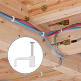 INCREWAY 200Pcs 10mm Flat Cable Wire Clips Cord Holder Wire Management, White