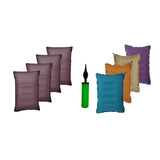 Pack Of 4 Pcs. Multi Colour Cotton Travelling Air Pillow With Cotton Pillow Cover Comfortable & Portable,Neck Support,Lightweigh