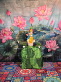 zeonely mart cambo Background Decoration Cloth |Weddings Backdrop Cloth Pink Lotus Flower Backdrop (8x8 ft) & Multi Rangoli Back