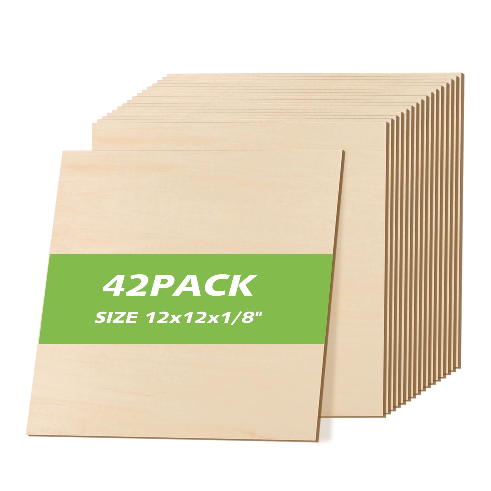 42 Pack Basswood Sheets 1/8, 12 x 12 x 0.118in Plywood Basswood for Laser Cutting- 3 mm Unfinished Wood Craft Basswood Sheets Sq