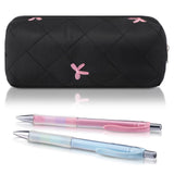 Sherr Black Coquette Bow Pencil Case Pink Bow Cute Pencil Pouch Soft Cotton Storage Bag Aesthetic Pattern Gift Makeup Pouch Cosm