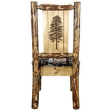 Montana Woodworks Glacier Country Collection Side Upholstered Chair, Woodland Pattern With Laser Engraved Pine Tree Design, Stai