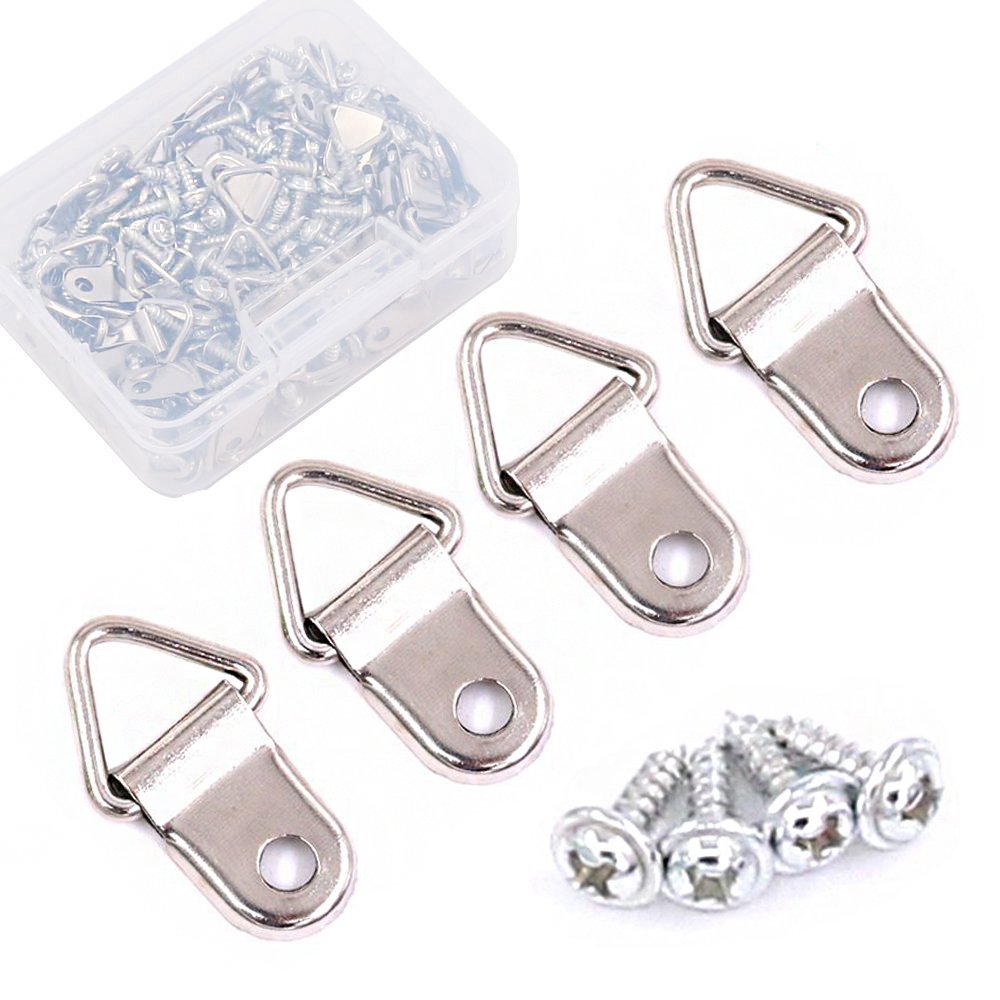 110 Pcs Triangle Ring Picture Hangers Shape Nail Non-Trace Hangers Single Hole with Screws for Home Decoration Creative Picture 