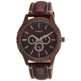Timex Analog Watch For Man With Brown Round Dial & Brown Leather Strap Band Water Resistant Men'S Wrist Watches - Tw000U914