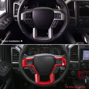 Voodonala Red Steering Wheel Cover Trim for 2015 2016 2017 Ford F150 F250 F350 Super Duty