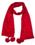 Women And Girls Trendy Rayon Rabbit Puff Scarves, Scarf, Stoles (Red)
