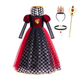Dressy Daisy Little Girls Wonderland Red Heart Queen Halloween Costume Fancy Dress Up Party Outfit with Crown Accessories Set Si