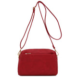 FashionPuzzle Triple Zip Small Crossbody Bag (Red)