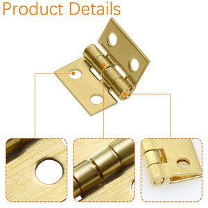 SHRJ 100Pcs Mini Brass Hinges Hardware 10 x 8mm 180 Degree Miniature Furniture Wooden Box Jewelry Chest Box Dollhouse Cabinet DI