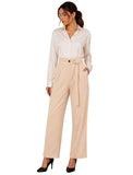 Fyltr WomenS Stretchable High Waist Wide Leg Formal Trouser With Belt