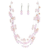 Layered Chunky Statement Necklace for Women Colorful Boho Beaded Necklaces and Earring Set Fashion Costume Jewelry for Women(Pin