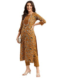 Gosriki Women'S Cotton Blend Printed Straight Kurta With Pant (Win Yellow-Nw-Gs_Xxl_Yellow_Xx-Large),Yellow,2,B0C96FKYMG
