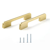 Satanga Kitchen Cabinet Pulls Hole Center 5 inch Brush Brass Bar Modern Cupboard 10 Pack Solid Euro Style Dresser Handles Bathro