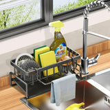 WROPZO Sink Organizer Caddy, Stainless Steel Kitchen Counter Draining Rack, Sponge Brush Soap Holder