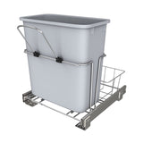 RevAShelf 20 Quart Pullout Kitchen Cabinet Metal Wire Sliding Universal Trash Can with Rear Basket for Waste Disposal and Orga