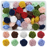 INSPIRELLE 50pcs 20mm Flatback Undrilled Opaque Matte Rose Flower Cabochons No Holes Resin Flat Back for Jewelry Making and Craf
