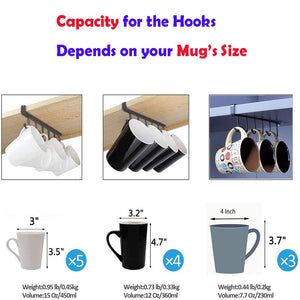 AliCH Mug Holder 2pcs Under Cabinet Mug Hooks Rack, Nail Free Coffee Cups Holder,Under Shelf Hanger for Cups/Kitchen Utensils/Ti