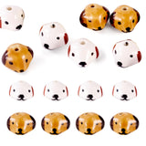 Boutigem 14Pcs Porcelain Dog Beads Handmade Puppy Dog Head Ceramic Beads Cute Cartoon Puppy Head Craft Bead Pet Animal Loose Spa