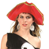 Pirate Hat W/Lame Trim-Red Pop -Like New