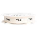 Sisterly Market - Custom Herringbone Cotton Ribbon, Natural 5/8 Inch Gift Ribbon with Yay! Printed Phrase, 10 Yards