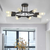 BONLICHT 8 Lights Semi Flush Mount Sputnik Ceiling Light Modern Metal Chandelier Lighting Black Industrial Vintage Sputnik Light