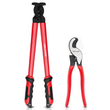 TOOLEAGUE 2Pcs Cable Cutter Set,14-Inch and 10 Inches Heavy Duty Cutting, High Leverage Cutters for Aluminum, Copper, Wire, Comm