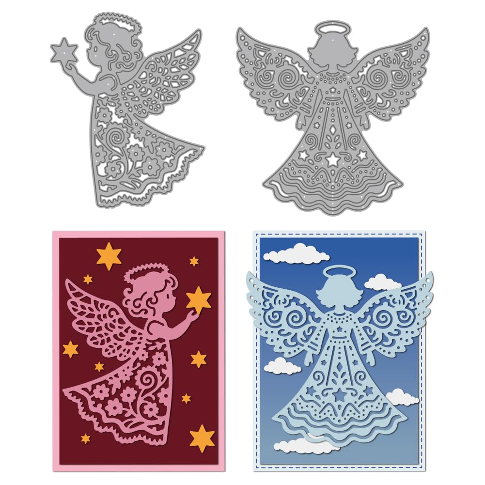 MAYJOYDIY Small Angel Metal Cutting Dies Winged Angel Die Cuts BeautifulWomenEmbossing Template Carbon Steel Stencils for Card M