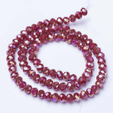 10 Strands Briolette Faceted Rondelle Glass Beads 4x3mm Red AB Color Opaque Glass Tiny Spacer Beads 1300pcs for Bracelets Jewelr