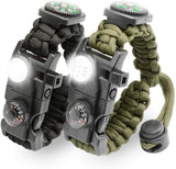 NVioAsport 20 in 1 Paracord Bracelet, Adjustable Gear Kit with SOS LED Light, Fire Starter, Bigger Compass, Survival Whistle, Pe
