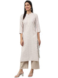 Anni Designer Women'S Cotton Blend Straight Printed Kurta (Sufa_Cream_M_Cream_Medium),Cream,M