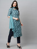 Gosriki Women'S Banarasi Silk Straight Printed Kurta With Pant & Dupatta (Banarsi-Blue_Xl-Gs_Blue_X-Large),Blue,,B0BFLLGDD7