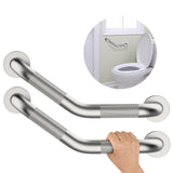 16 Inch Angled Shower Grab Bar, Munzong 2 Pack Anti Slip Satin Brushed Nickel Bathroom Grab Bar, Knurled Bathroom Balance Bar,Sa
