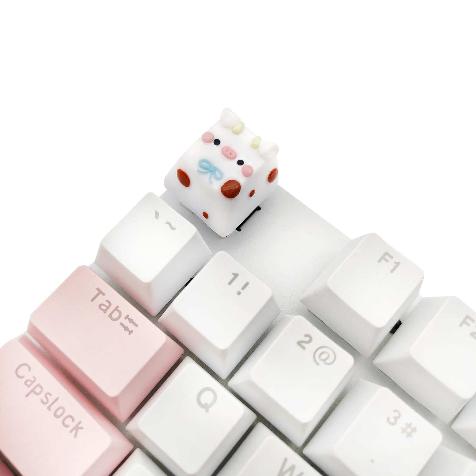 Handmade Cartoon Calf Keycaps Cute PBT Base for ESC Key, Mechanical Keyboard Keycap Little Cow DIY Replace