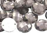 Allstarco 18mm Crystal Clear CH38 Flat Back Sew On Round Beads Acrylic Rhinestones Sewing Plastic Gems with Holes for Jewelry, C