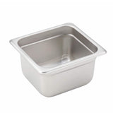 Winco 1/6 Size 4 Deep Metal Food Pan/Steam Table Pan, Anti-Jam, 22 Gauge
