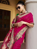 Satrani Womens Banarasi Silk Blend Saree (2796S185Na_Dark Pink5)