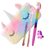 Eclet Cute Unicorn Fur Pouch with Art Tools 5in1 Combo | Stationery & Creativity Set for Kids Gift Set Any Random Design Will