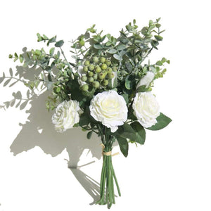 KIRIFLY Artificial Flowers Fake Silk Roses Eucalyptus Leaves Floral Arrangements Wedding Bouquets Decorations Table Centerpieces