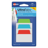 Avery 74757 Ultra Tabs Repositionable Tabs 2 x 1 1/2 Primary: Blue Green Red 48/Pack