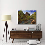 Mt Spry At 5,823 Foot Elevation With The Virgin River Surrounded By Cottonwood Trees, Zion National Park, Utah-Paper Art-50,,X38