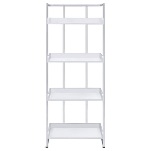 Coaster Furniture Ember 4-Shelf White High Gloss And Chrome Bookcase 26.25' W X 14' D X 67.5' H 803402