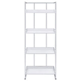 Coaster Furniture Ember 4-Shelf White High Gloss And Chrome Bookcase 26.25' W X 14' D X 67.5' H 803402