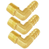 Joywayus Brass Hose Fitting,90 Degree Elbow,3/8 Barb x 1/4 NPT Male Pipe Water/Fuel/Air(Pack of 3)