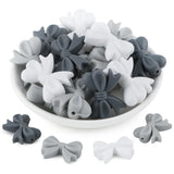 Lovyomi 18pcs Bow Silicone Beads for Pens, Bow tie Silicone Beads for Lanyard Making Bracelet Necklace Making DIY Handicraft(Gra